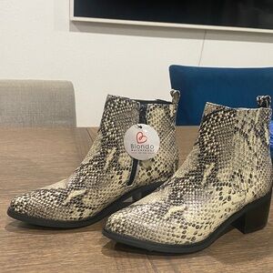 Blondo Snake Print Boots with Black Accents